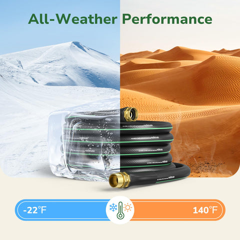 GreatBuddy hybrid polymer hose showcases durable all-weather construction.