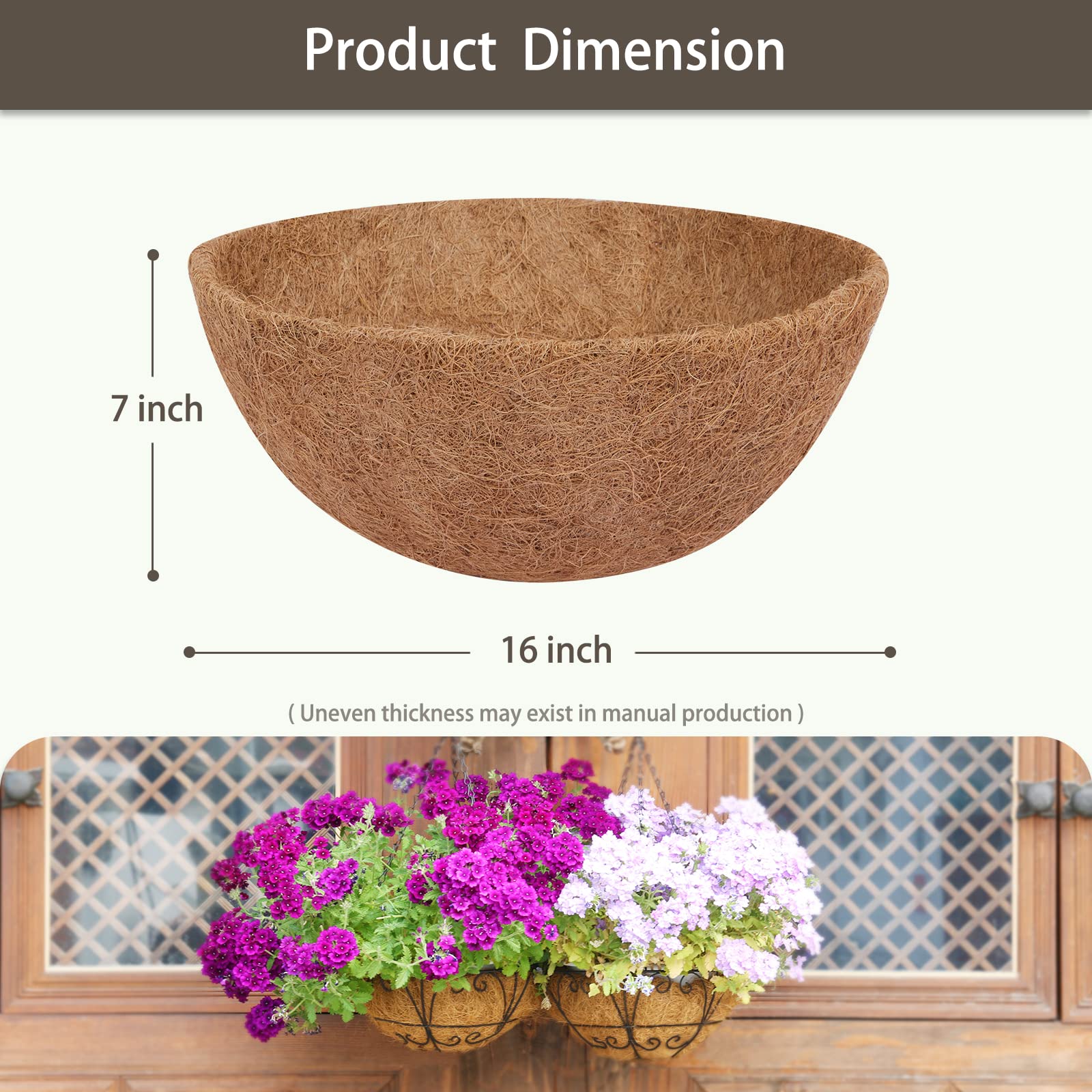 GreatBuddy natural coconut fiber liner offers breathable base for plants.
