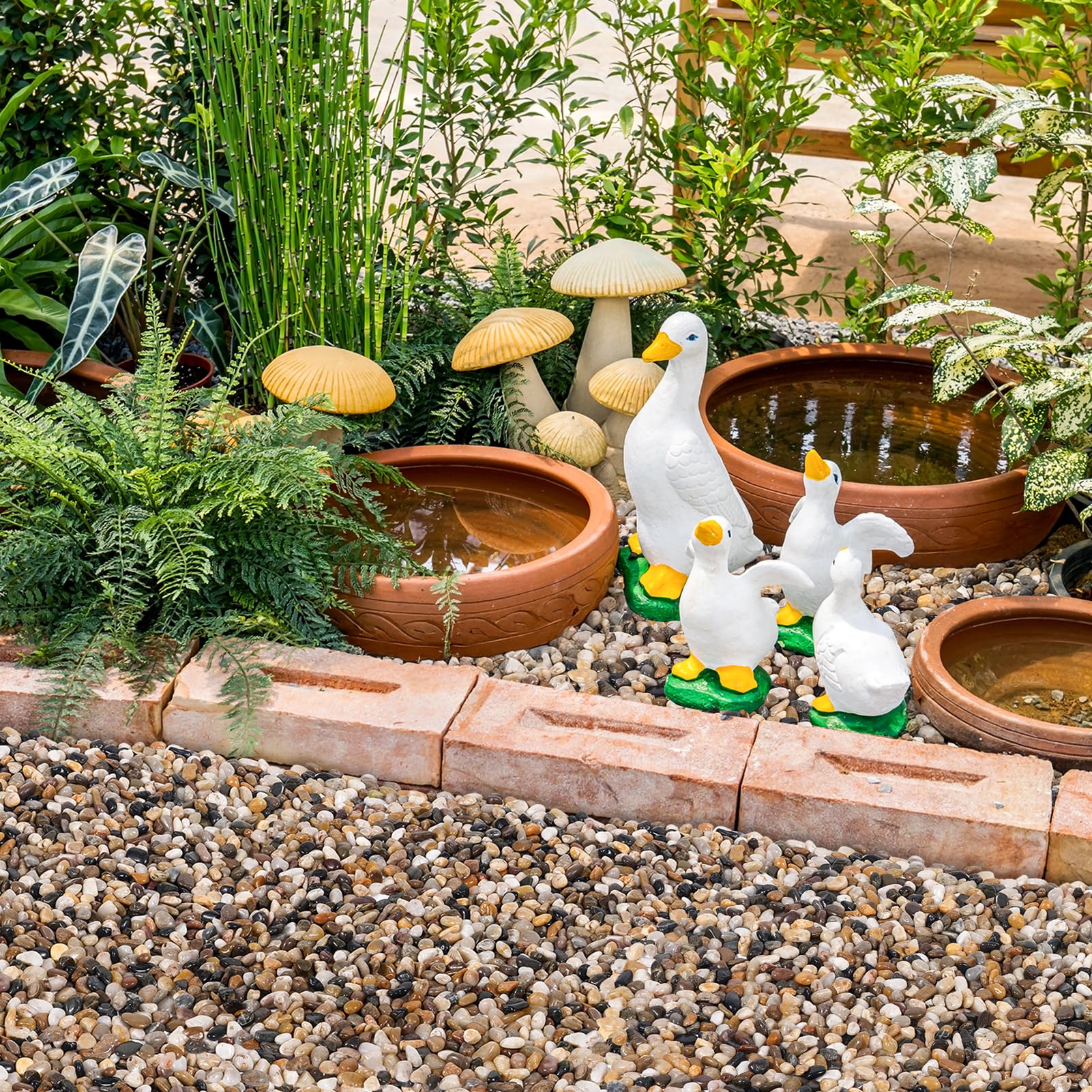 GreatBuddy natural polished river rocks highlight color and texture in displays.