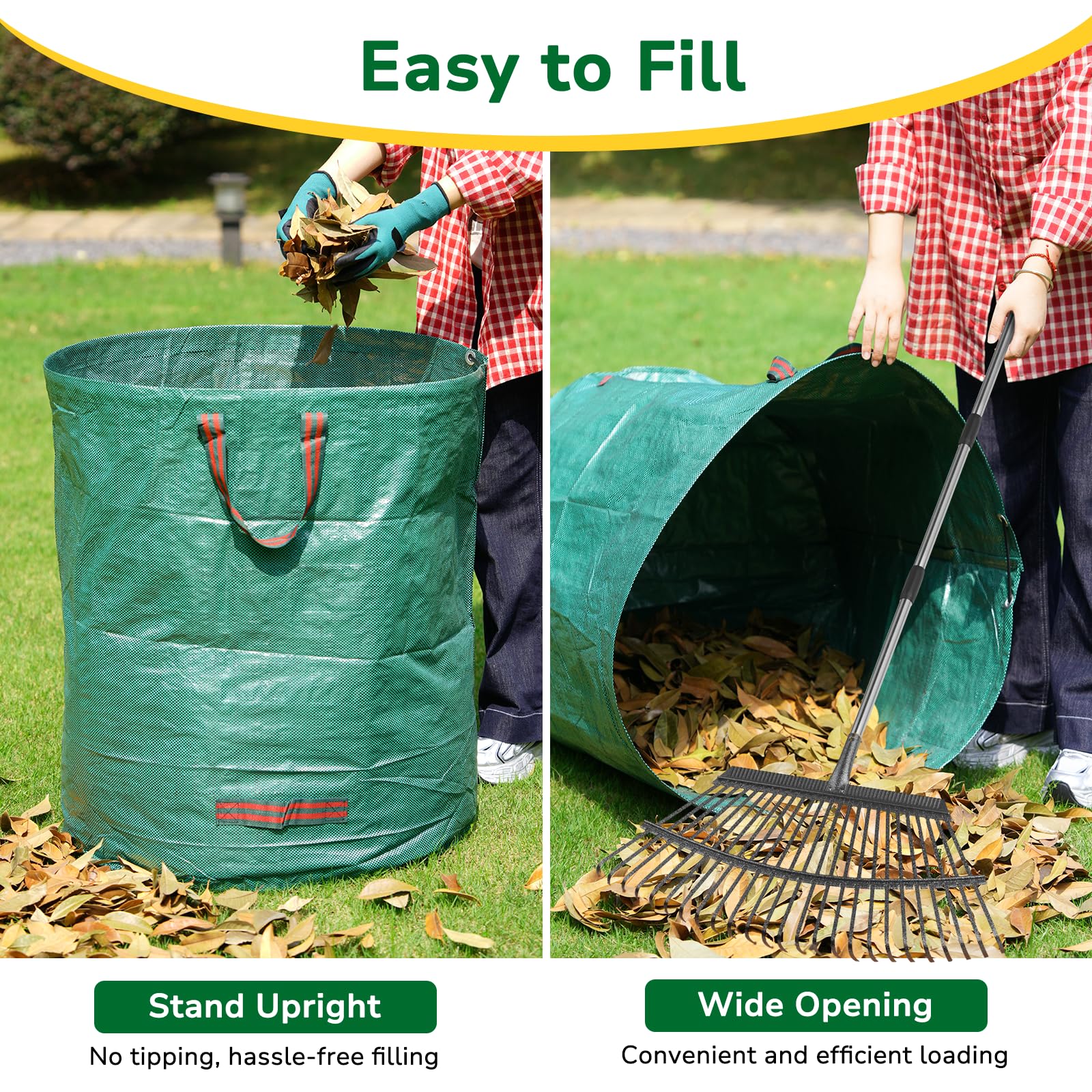 GreatBuddy bag features strong double-stitched handles for lifting heavy debris.