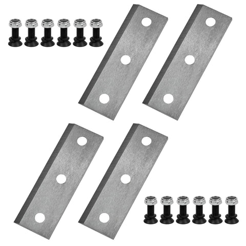 Greatshow four-pack wood chipper blades ready for replacement on compatible machines.