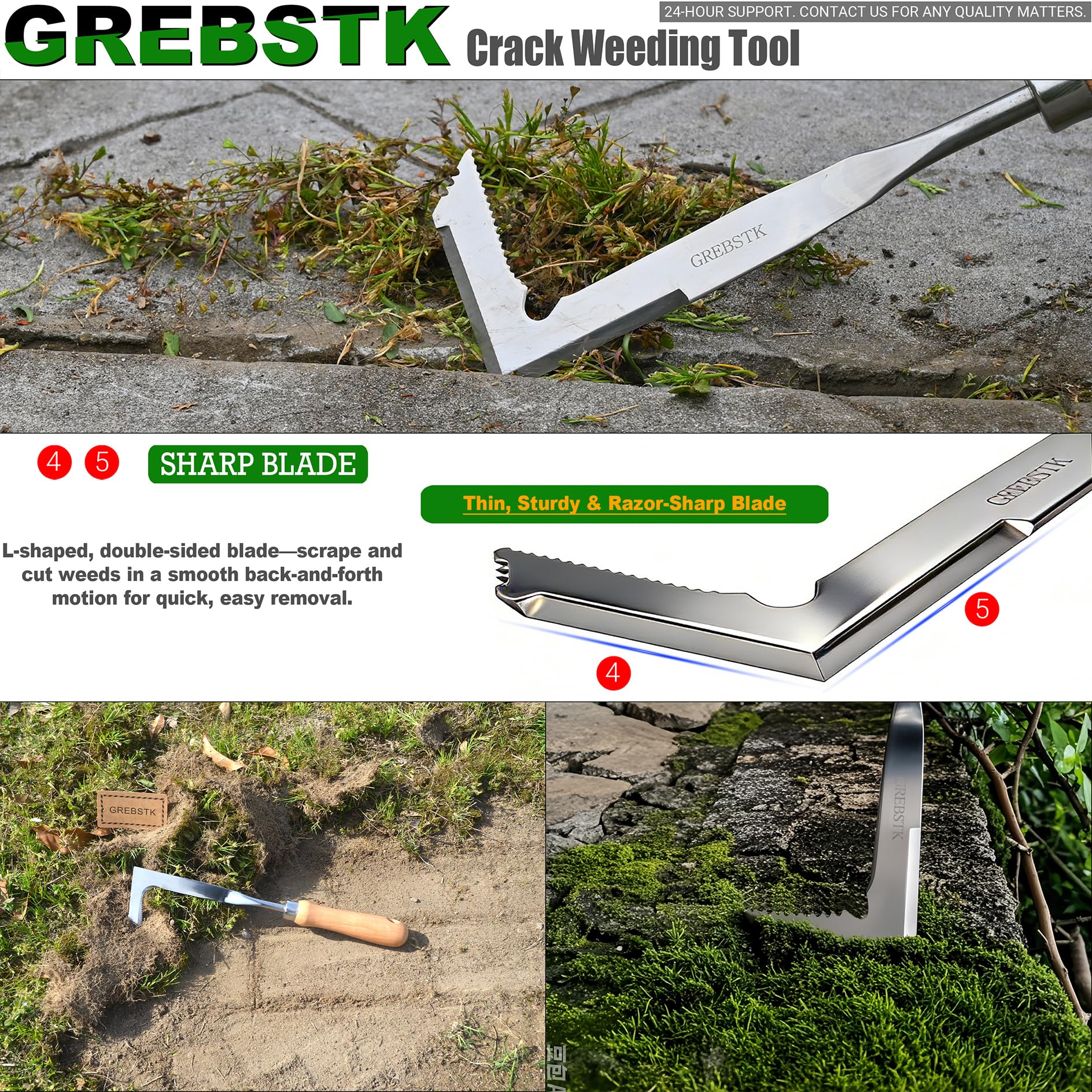 GREBSTK beech wood handle provides comfortable grip and built in hanging storage