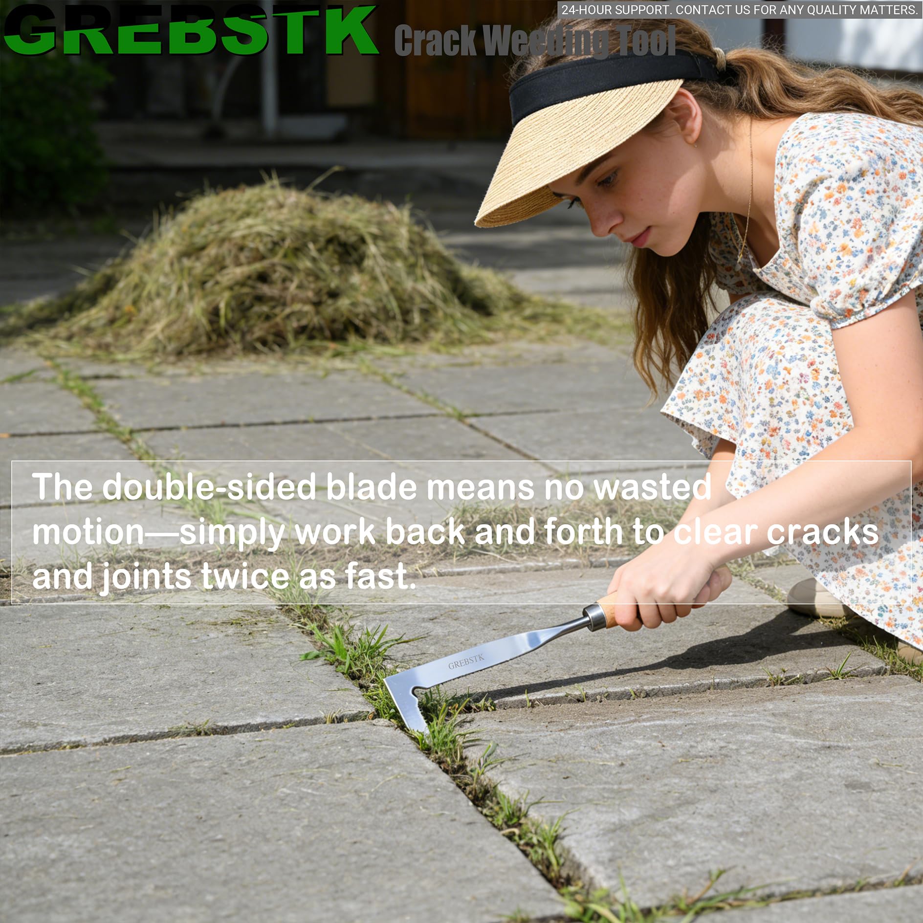GREBSTK Crack Weeder compact for easy storage in tool belt.