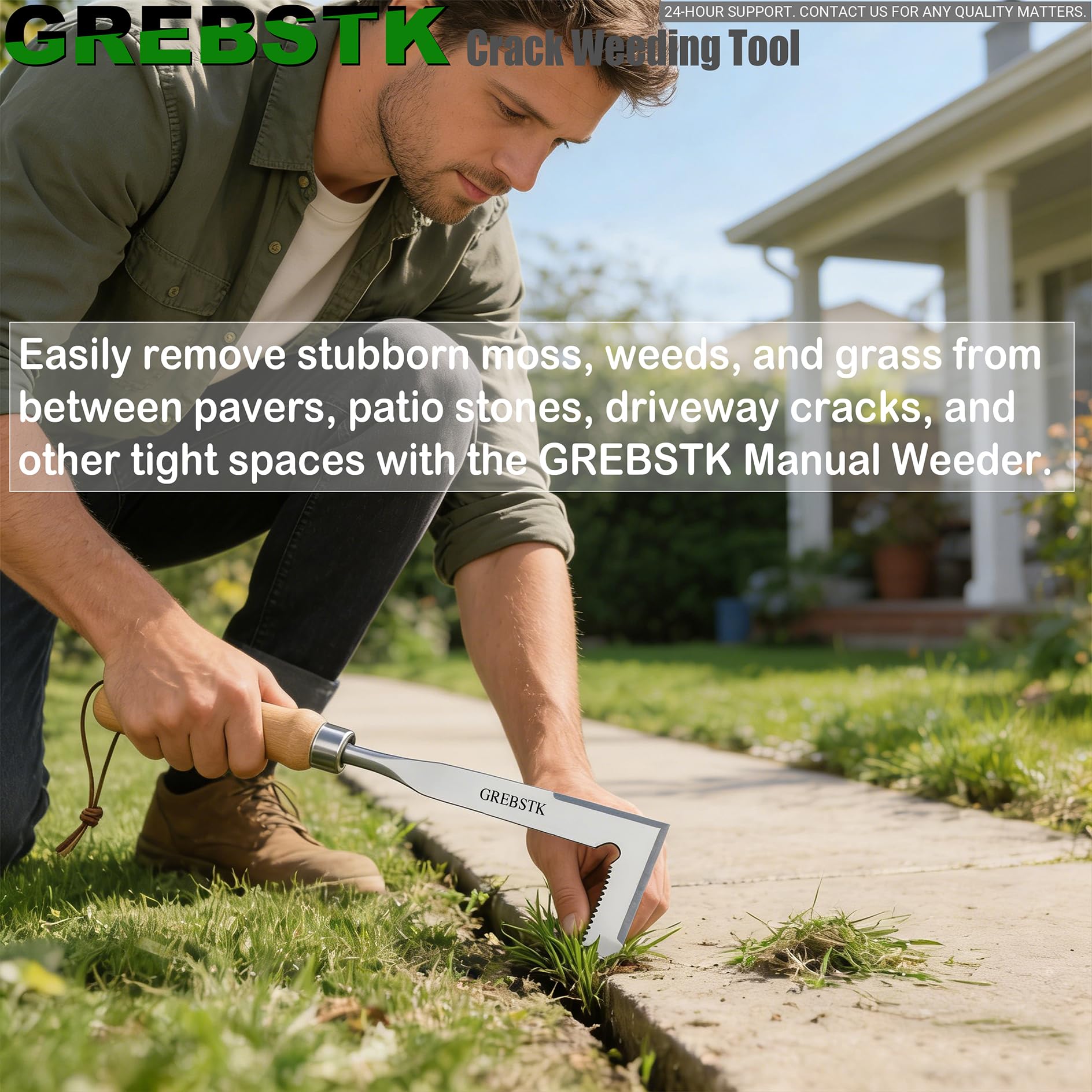 GREBSTK Crack Weeder rust-resistant stainless steel blade.