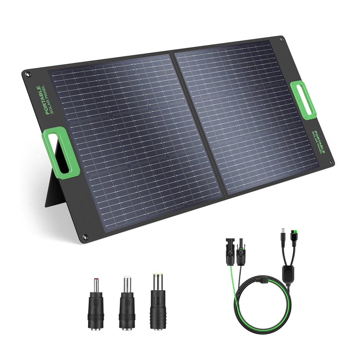GRECELL 100W foldable panel open under sun for quick on-the-go charging