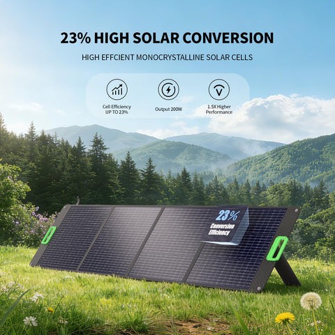 GRECELL 200W foldable solar panel folded compact for transport