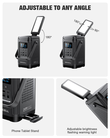 GRECELL 240W power station in use camping powering lights and devices