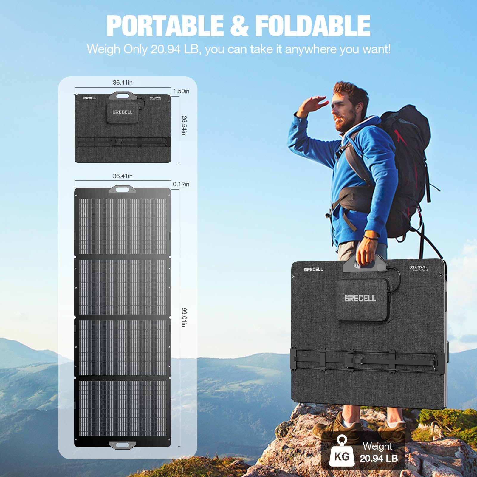 GRECELL 350W carry bag and handle for easy transport.