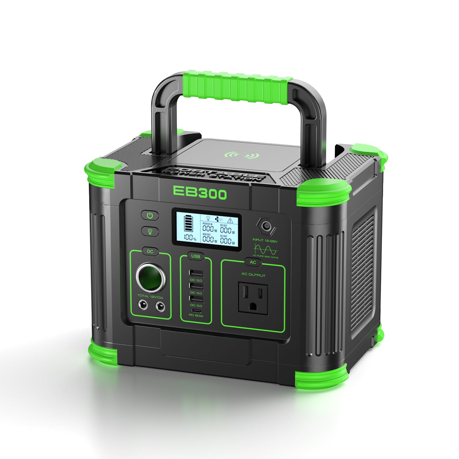 GRECELL EB300 front view for quick on-the-go charging.