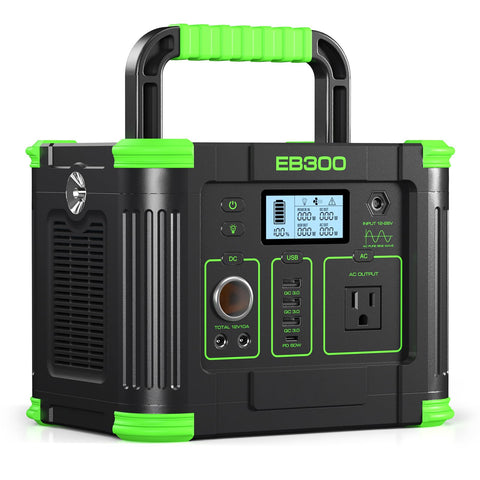 GRECELL EB300 portable power station powering essentials on outdoor trips