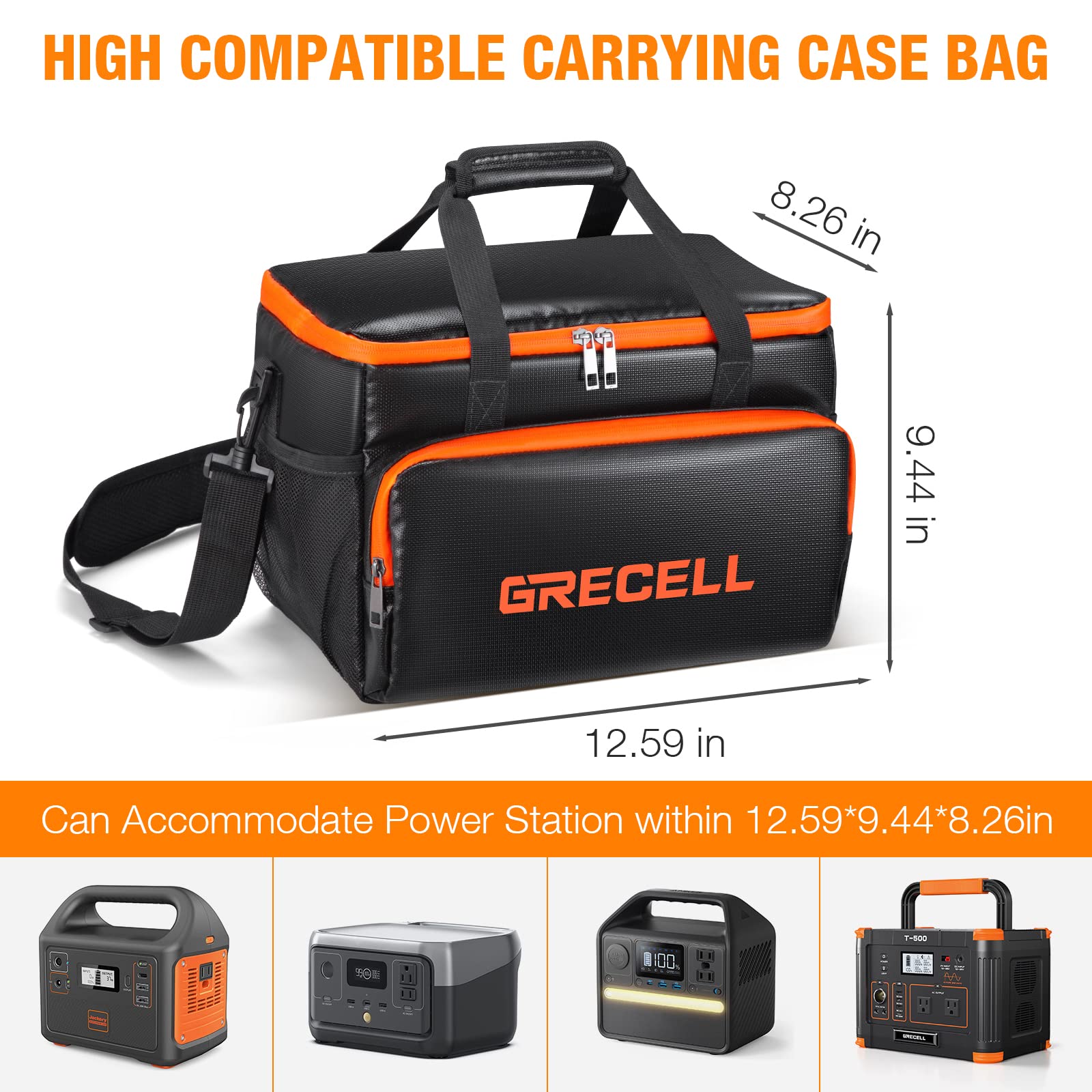GRECELL case highlights universal compatibility with Jackery, Anker, and other compact models.