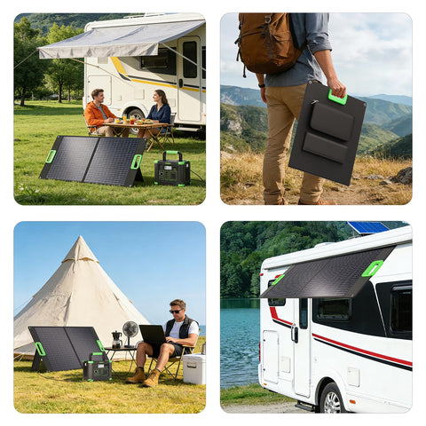 GRECELL outdoor use on an RV or campsite demonstrates off-grid charging.