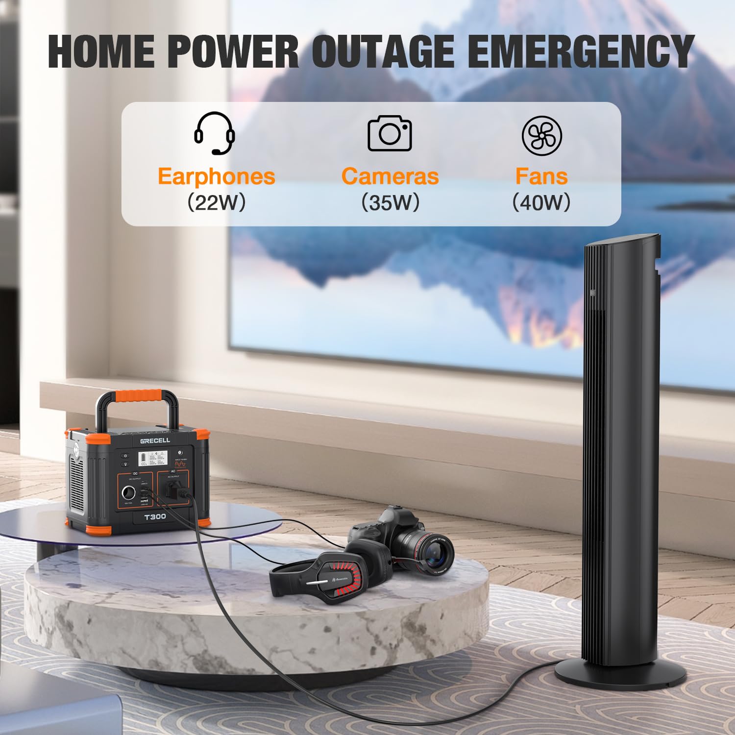GRECELL portable power station ac-outlet-110v supports small appliances.