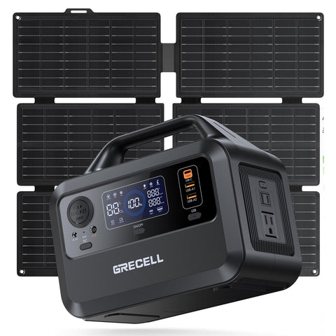GRECELL solar generator 230Wh powers camping and outdoor adventures.