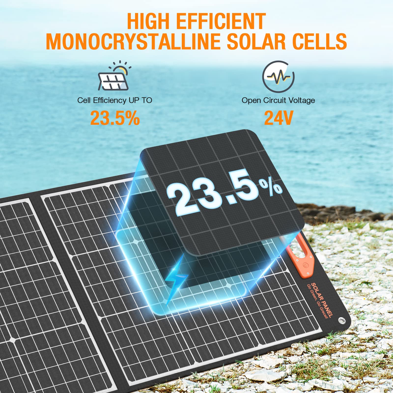 GRECELL UB200 unfolded panel shows ultra-thin profile for space-efficient outdoor charging