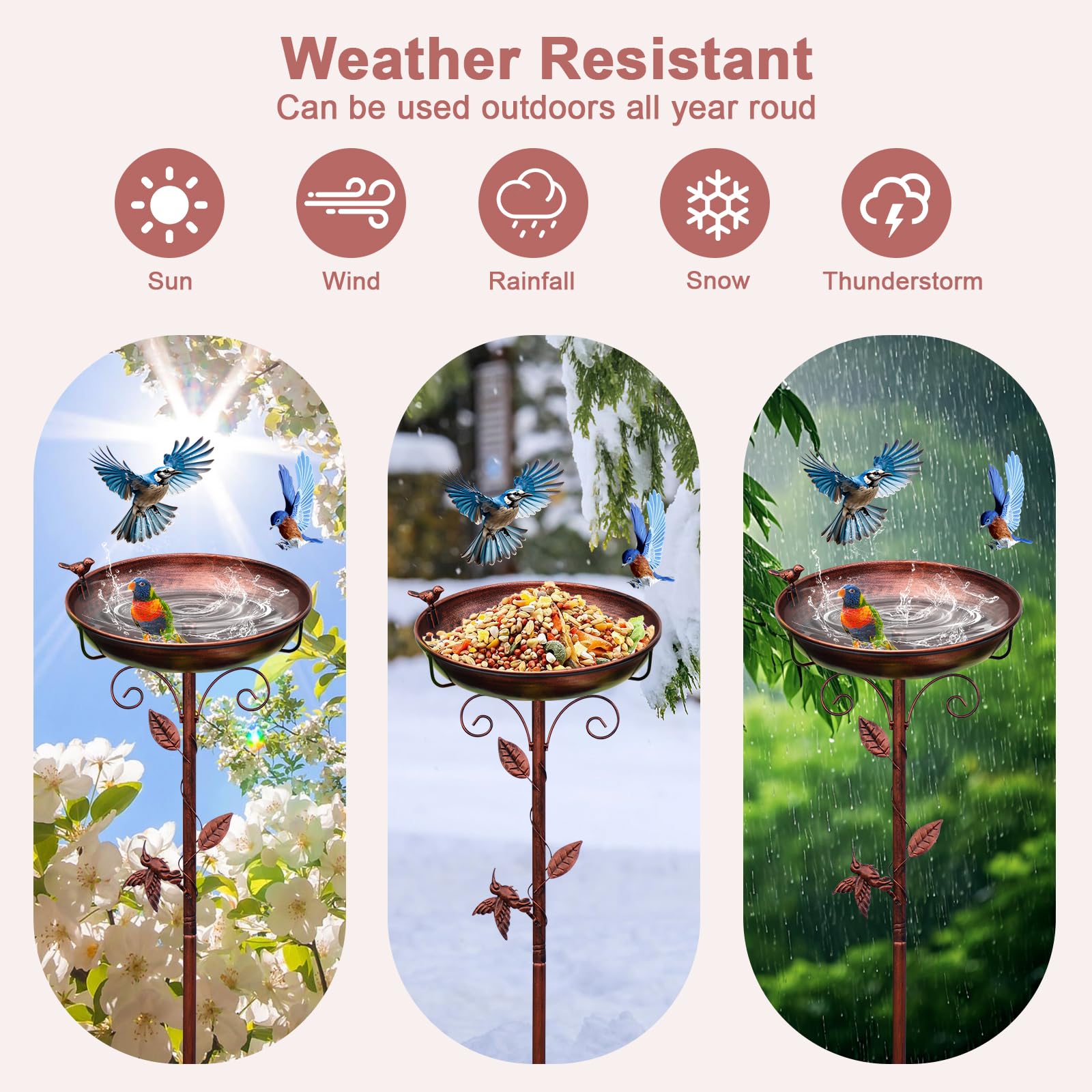 GRECOMEIN antique bronze finish adds elegant outdoor decor while providing water