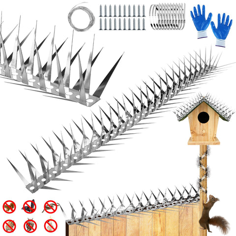 GRECOMEIN Bird Spikes package includes 34 pieces and installation hardware for quick setup.