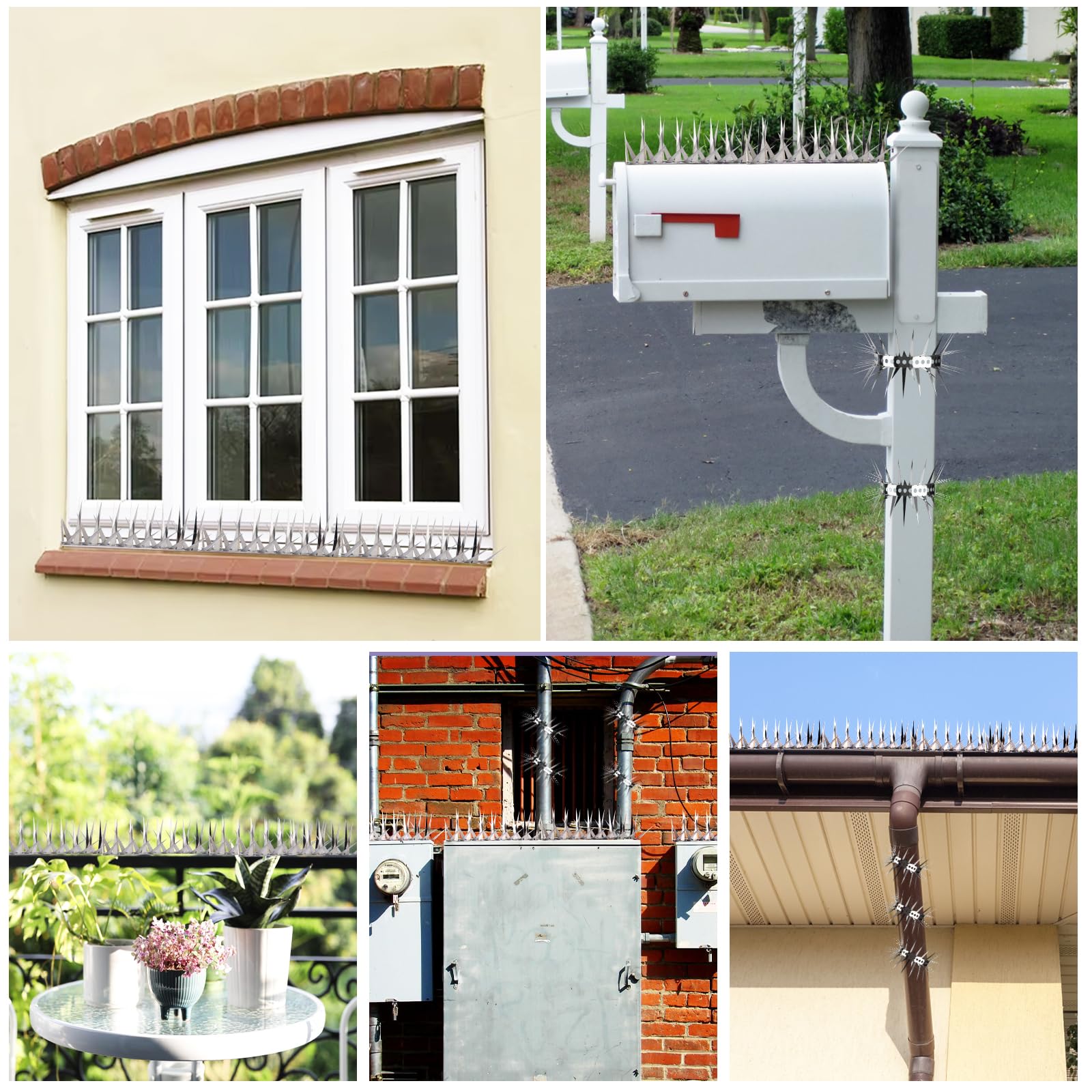GRECOMEIN spikes used on window sills protect entries from intruders.