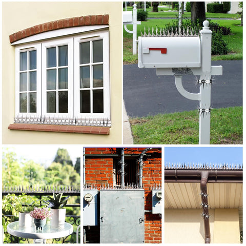 GRECOMEIN spikes used on window sills protect entries from intruders.