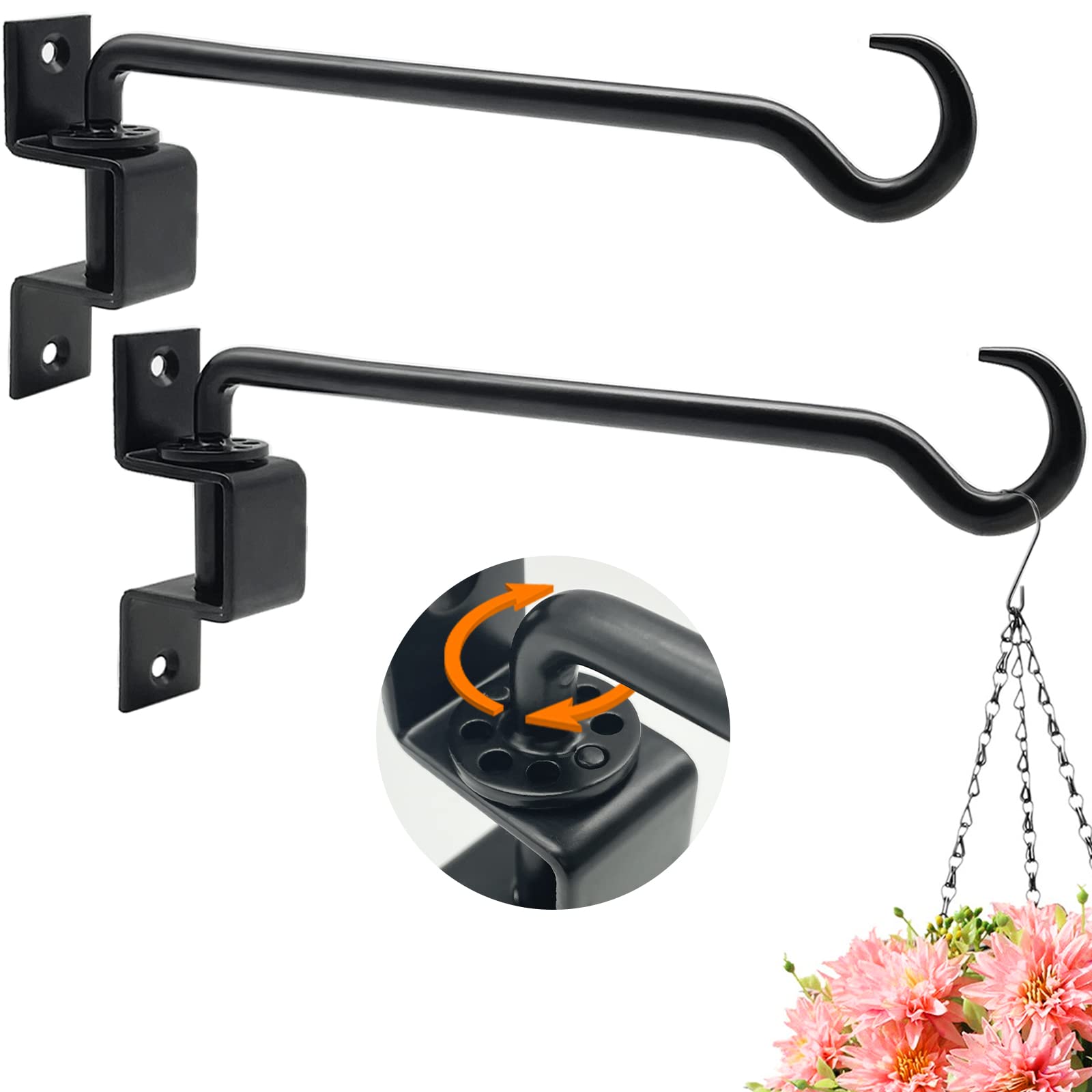 Greemov 16-inch swivel plant hanger bracket enabling precise positioning for sunlight optimization.