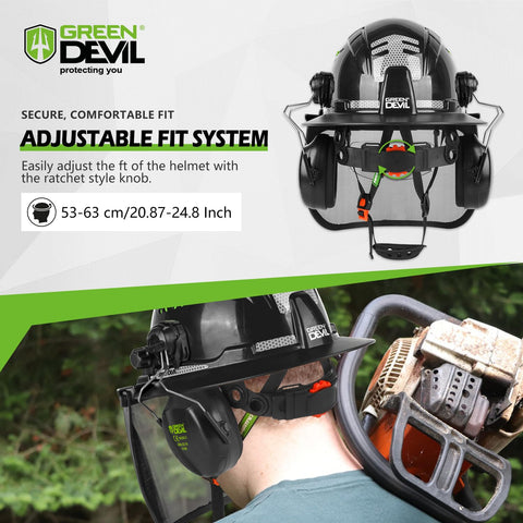 Green Devil anti-fog built-in visor maintains clear vision.