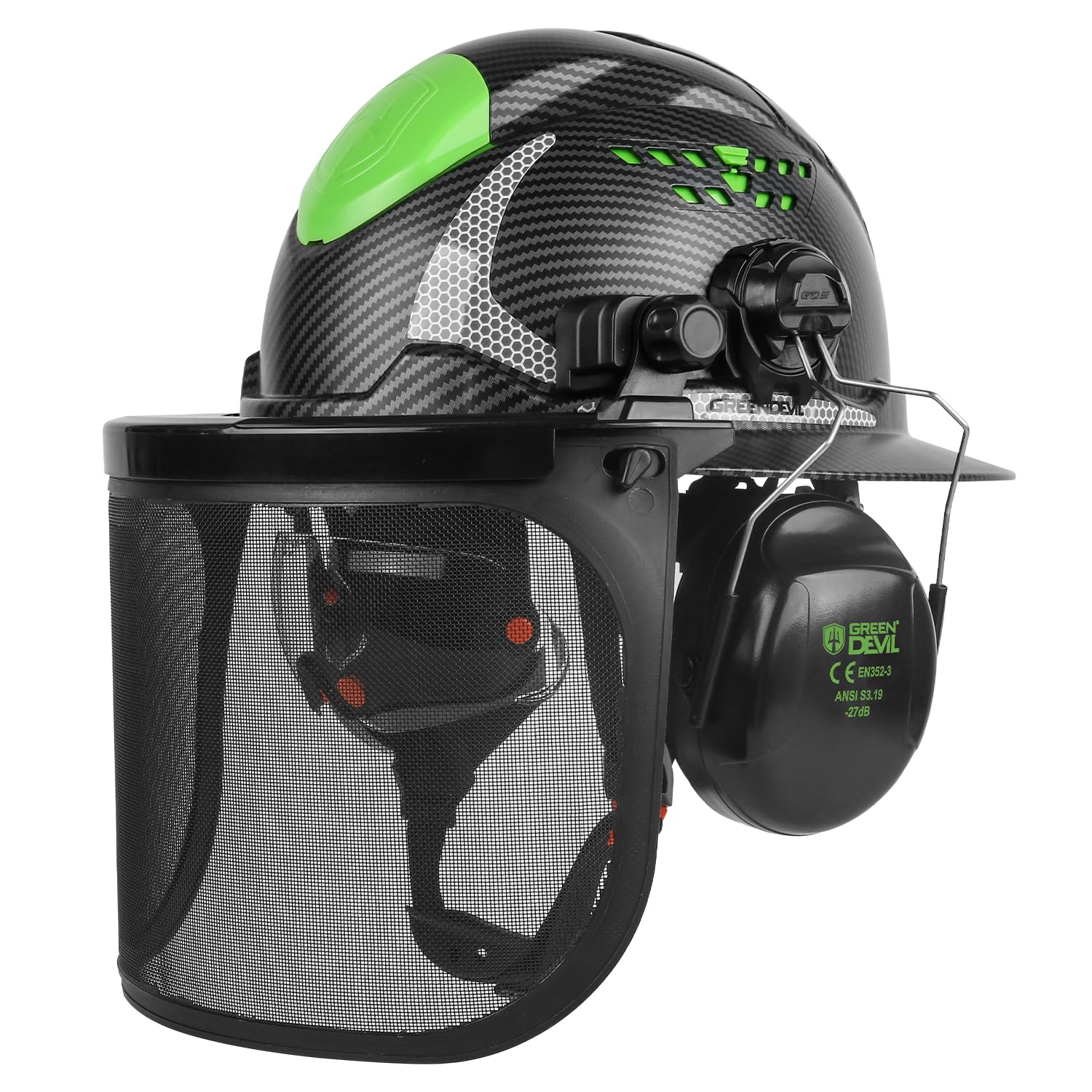Green Devil chainsaw helmet full brim for forestry tasks