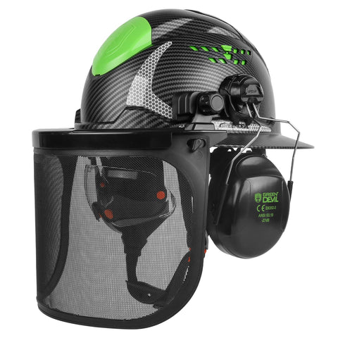 Green Devil chainsaw helmet full brim for forestry tasks