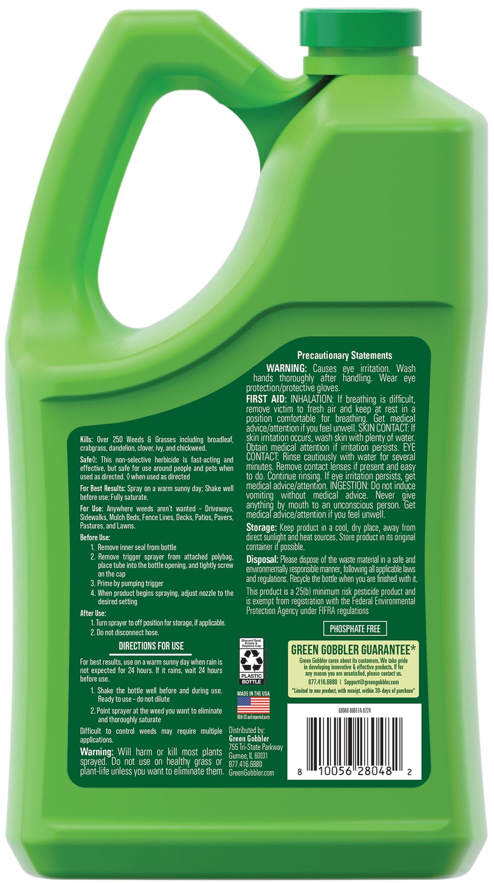 Green Gobbler Total Control bottle trigger shows convenient spray for driveways and walkways.