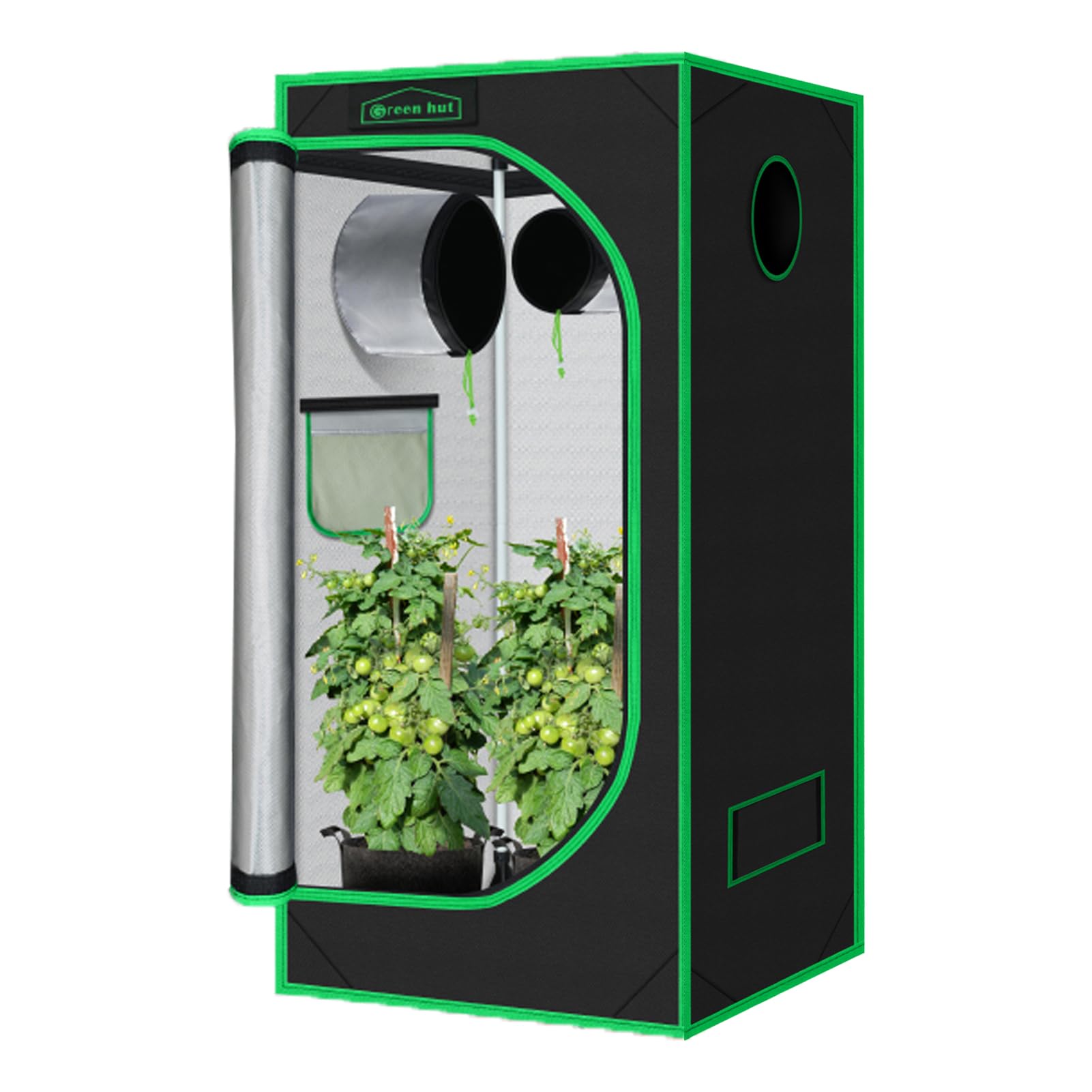 Green Hut 3x3 grow tent front view for compact indoor gardening