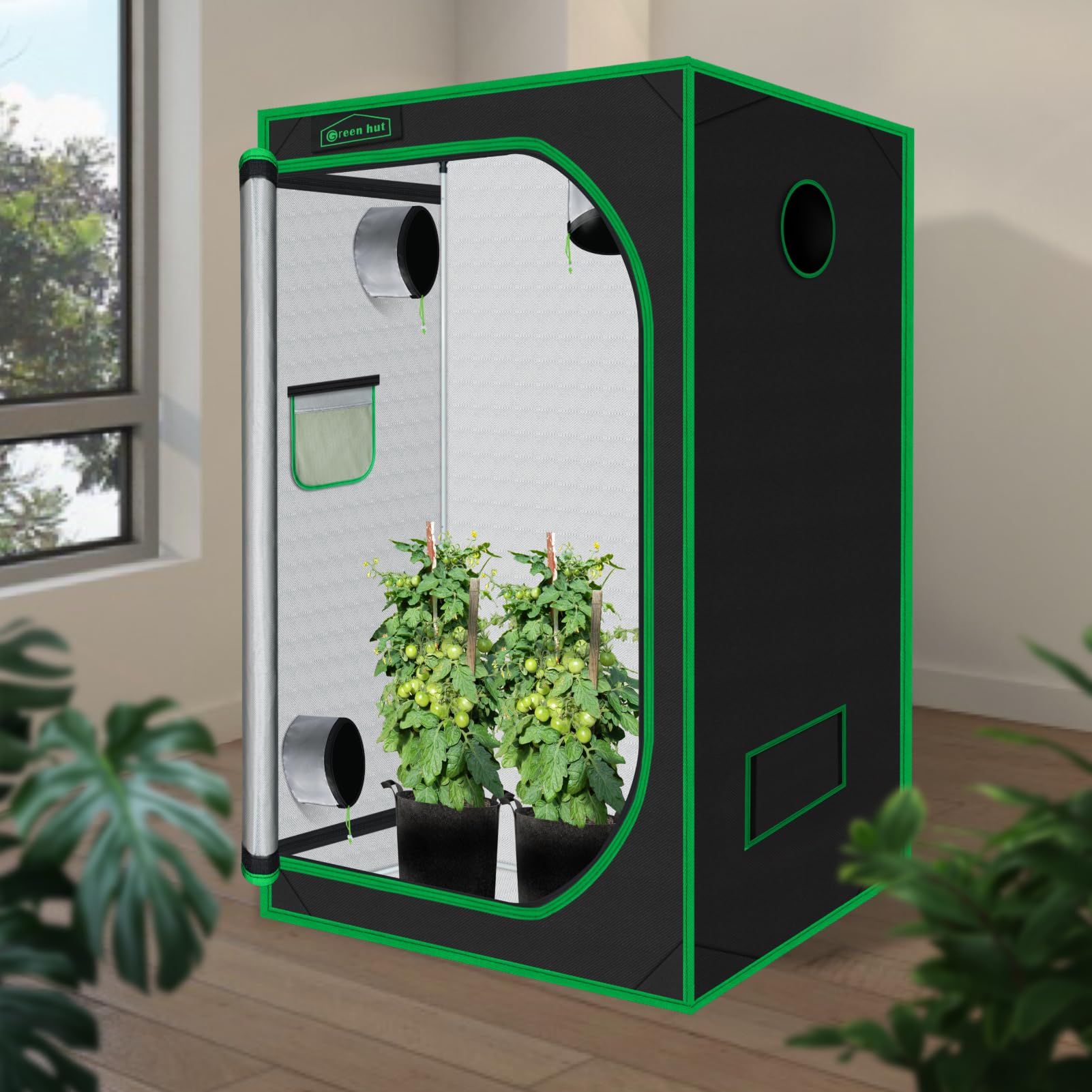 Green Hut grow tent observation window enables quick plant checks and control