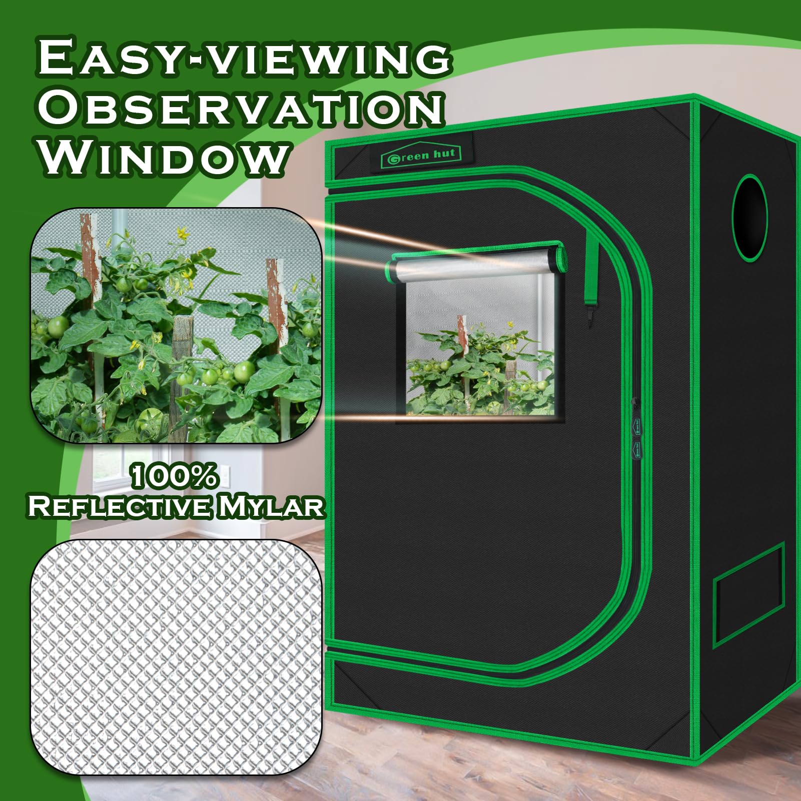 600D Mylar lining inside Green Hut grow tent for high reflectivity