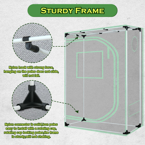 Upgraded PA connector on Green Hut grow tent for rust-resistant strength