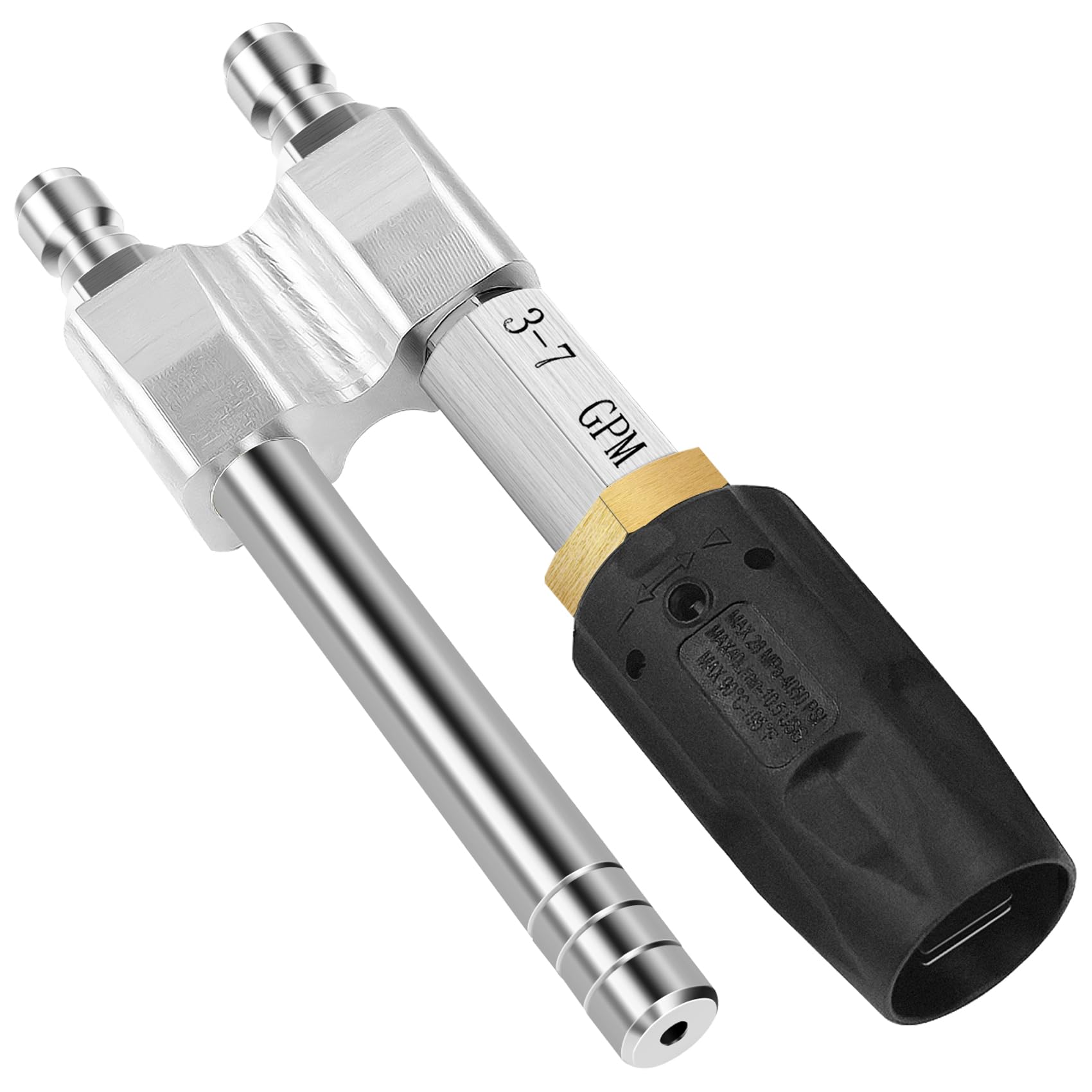 Green Living adjustable downstream nozzle shows versatile 0-60° spray for cleaning tasks