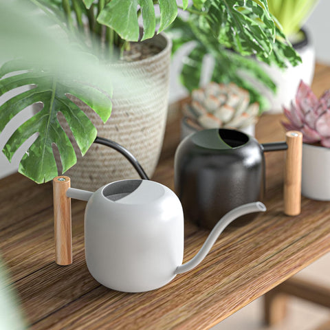 Green Moon wooden-handle provides comfortable grip during watering sessions.