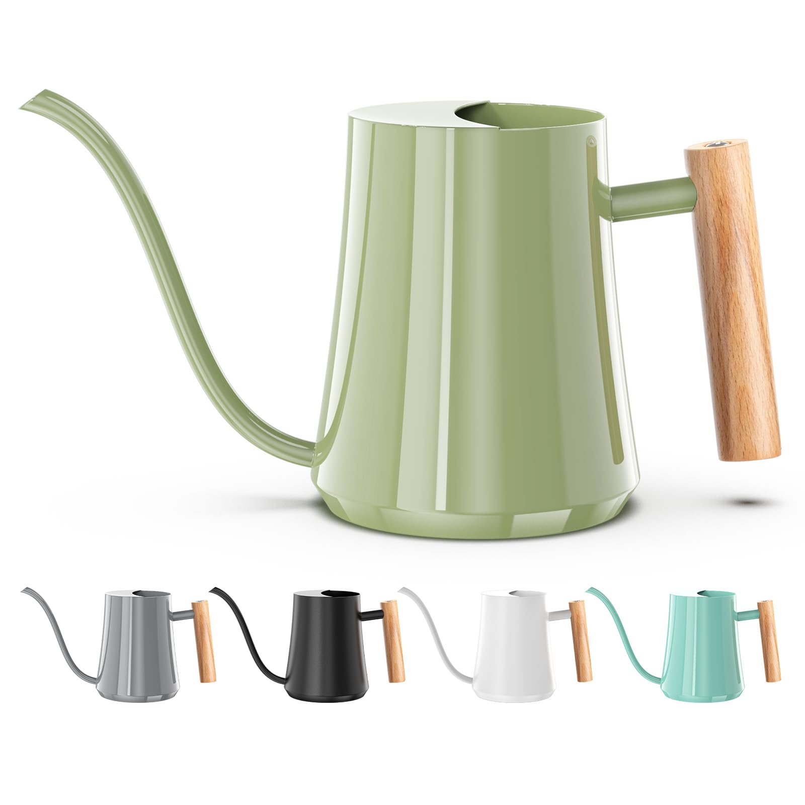 Green Moon 35oz sage green long-spout watering can for precise indoor plant watering