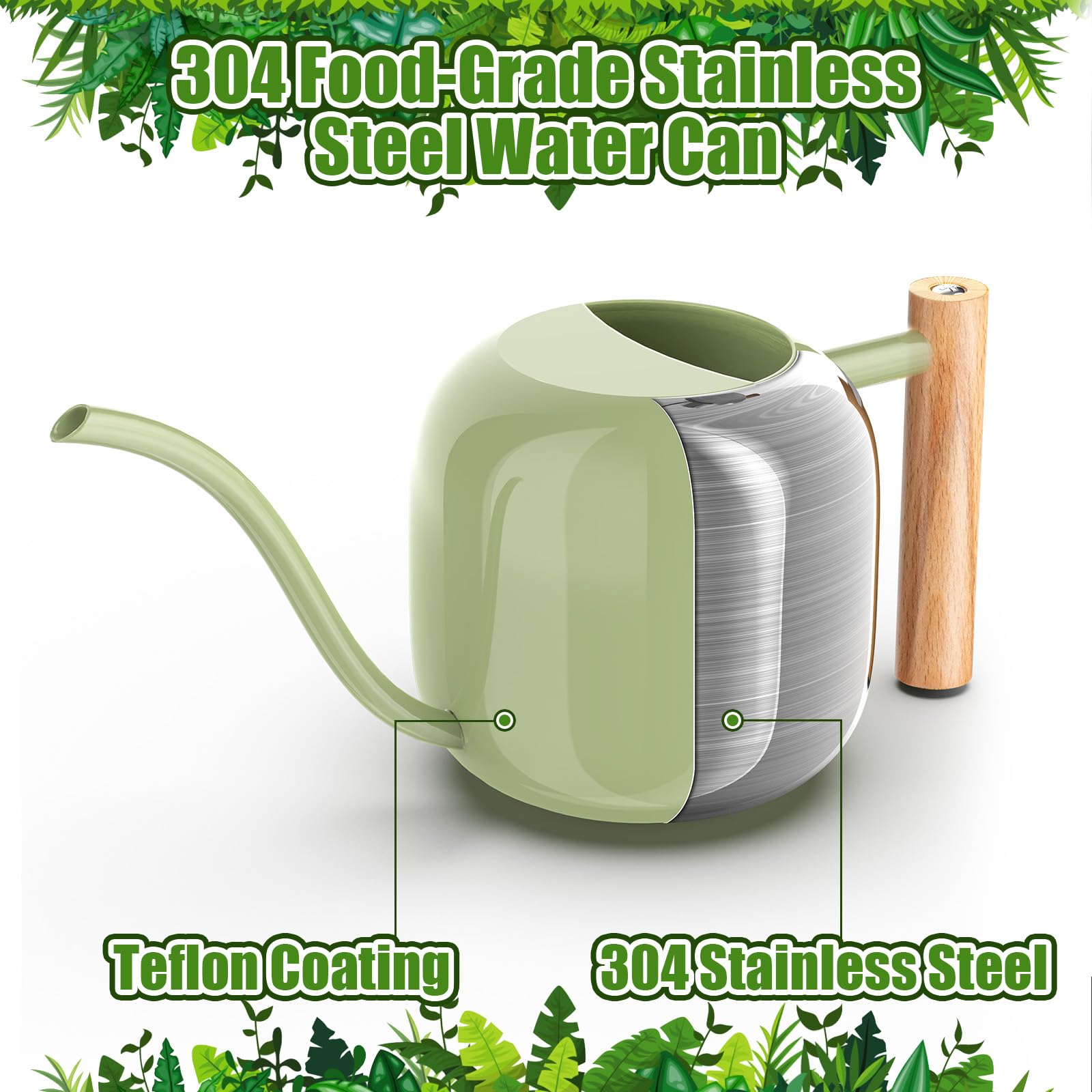 Green Moon long spout watering can designed to reach hanging plants