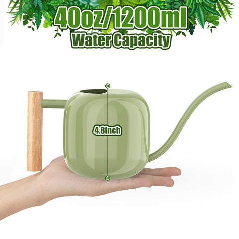 Green Moon wooden-handle design provides a comfortable grip during watering