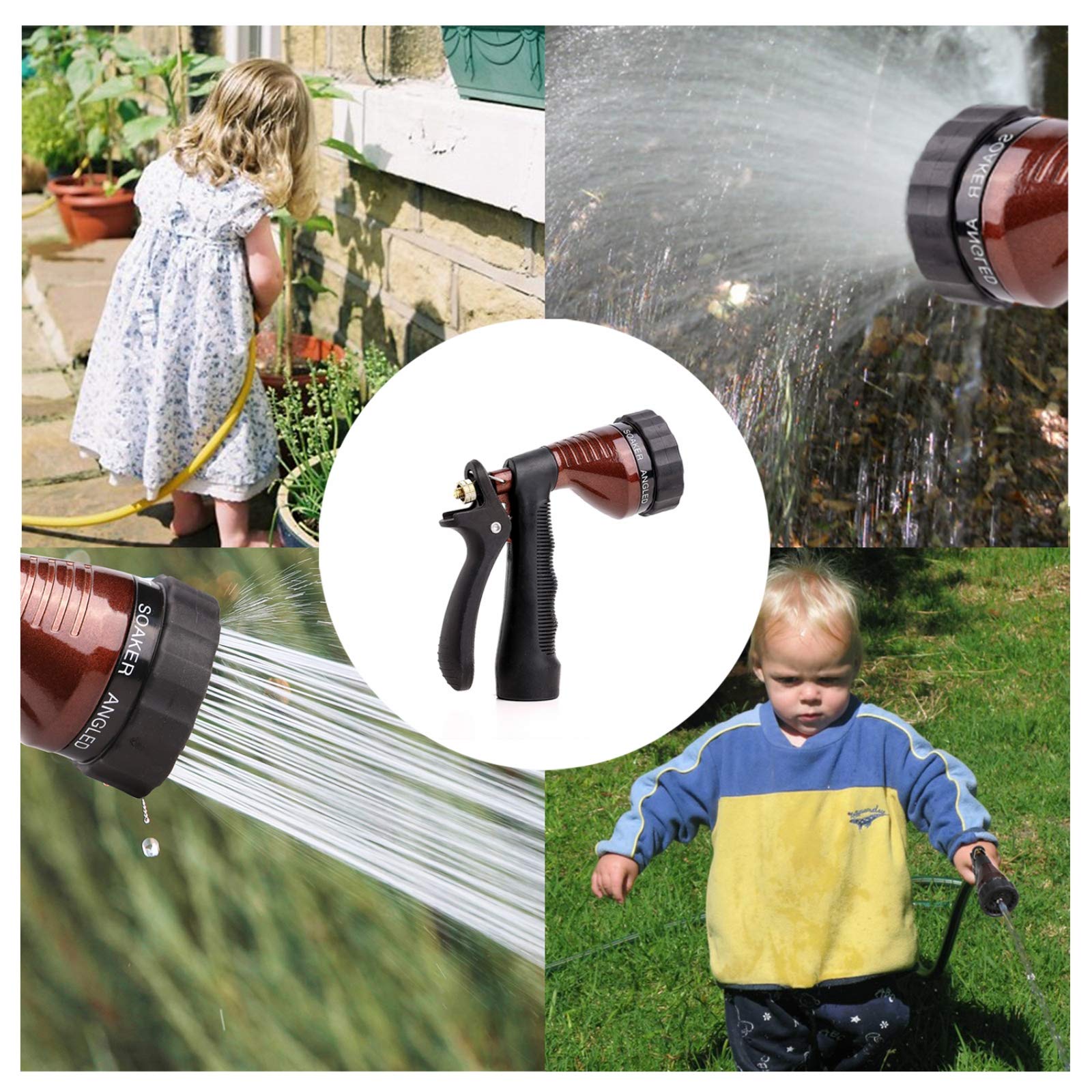 GREEN MOUNT metal nozzle with trigger lock for uninterrupted watering sessions.