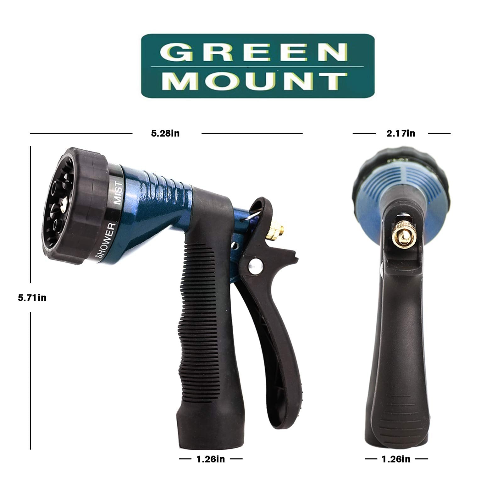 GREEN MOUNT metal garden hose nozzle provides durable, rust-resistant performance