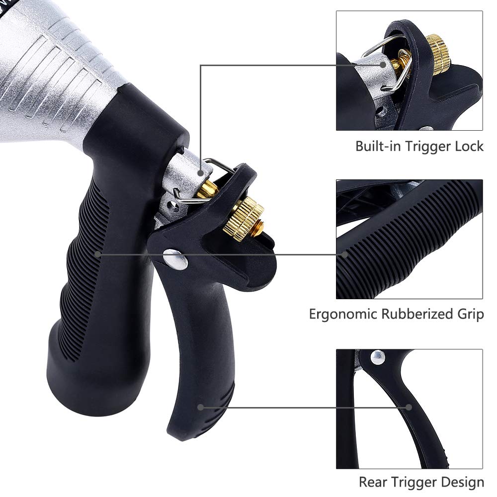GREEN MOUNT rubber dial and grip protect hands during extended spraying sessions.