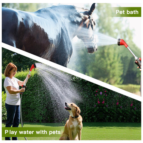 GREEN MOUNT watering wand soaker keeps soil moist around container plants.