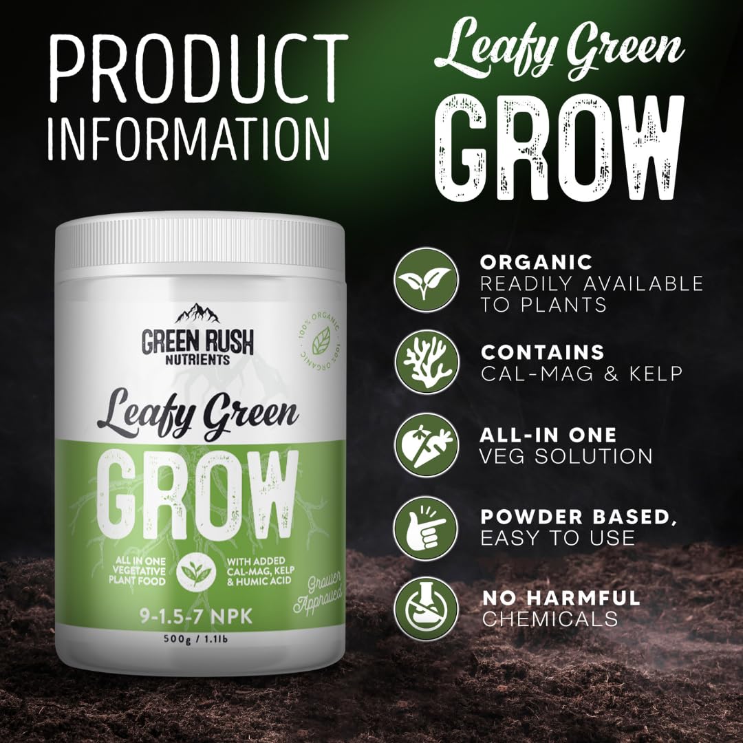 Green Rush Nutrients Bloom powder packaging ready to mix