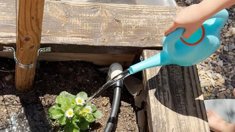 Green Toys Watering Can with Spout, kid-friendly grip, ideal for sensory play.