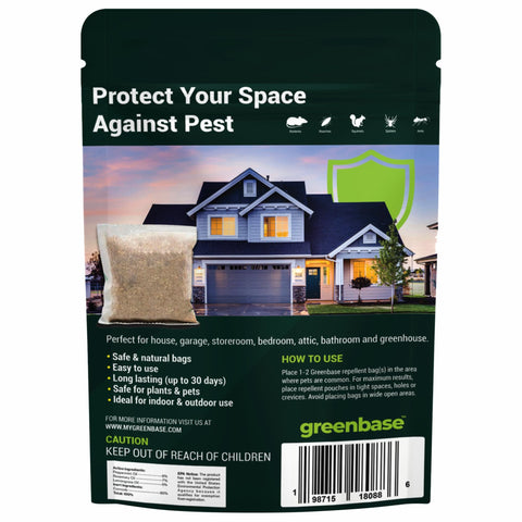 Greenbase protects stored goods by discouraging rodents from chewing through packaging.