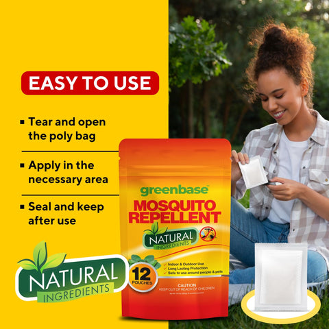 Patio scene with Greenbase hanging mosquito repellent pouch