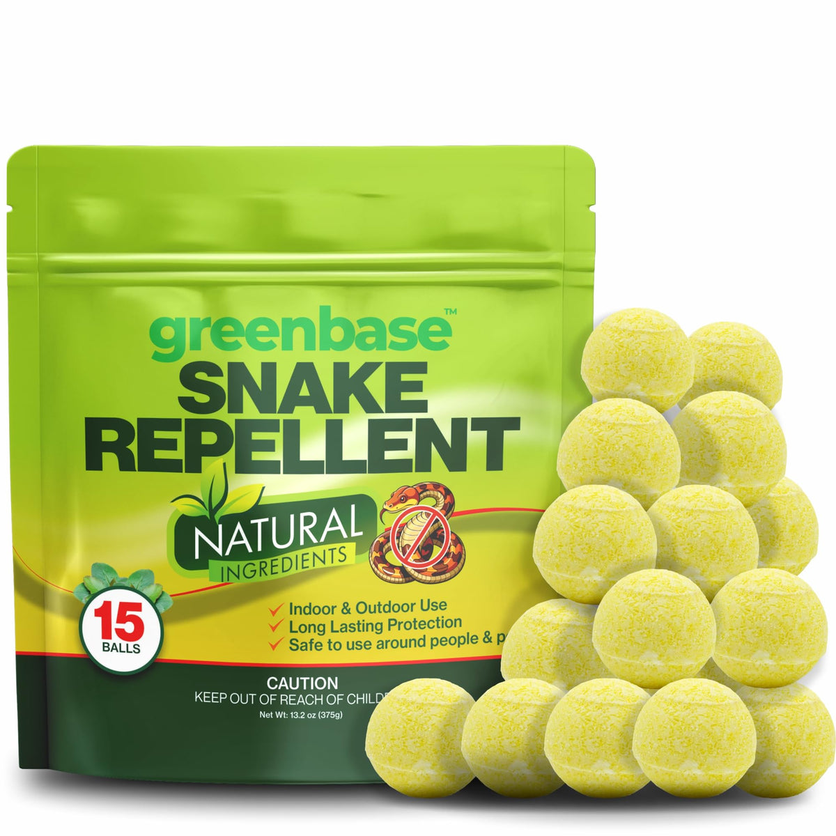 Greenbase natural snake-repellent-ball in a garden bed deters snakes safely.