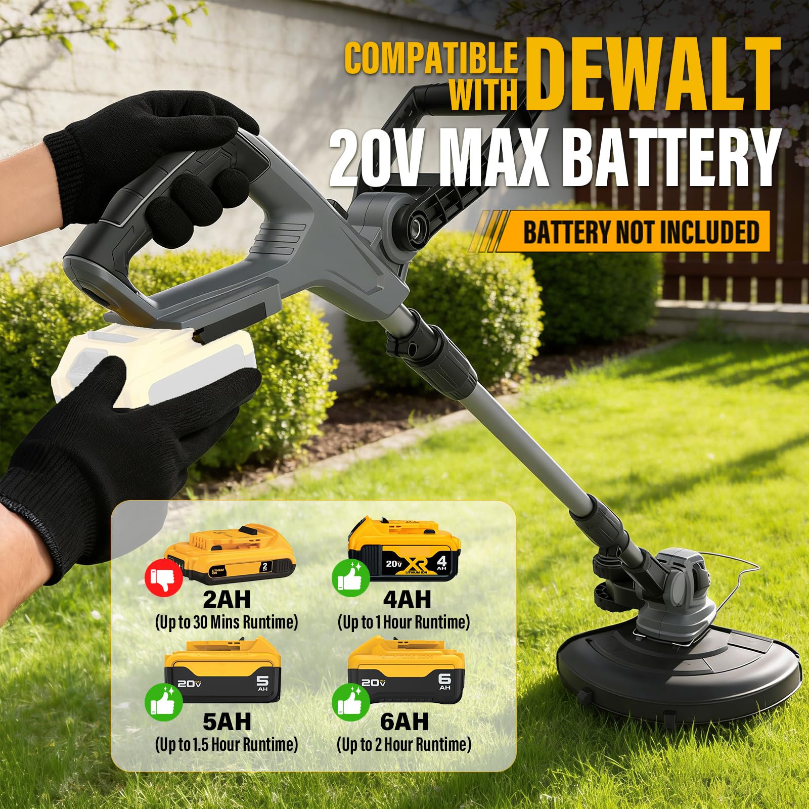 GREENFURY 12-inch cutting swath enables faster edging along lawns and sidewalks.