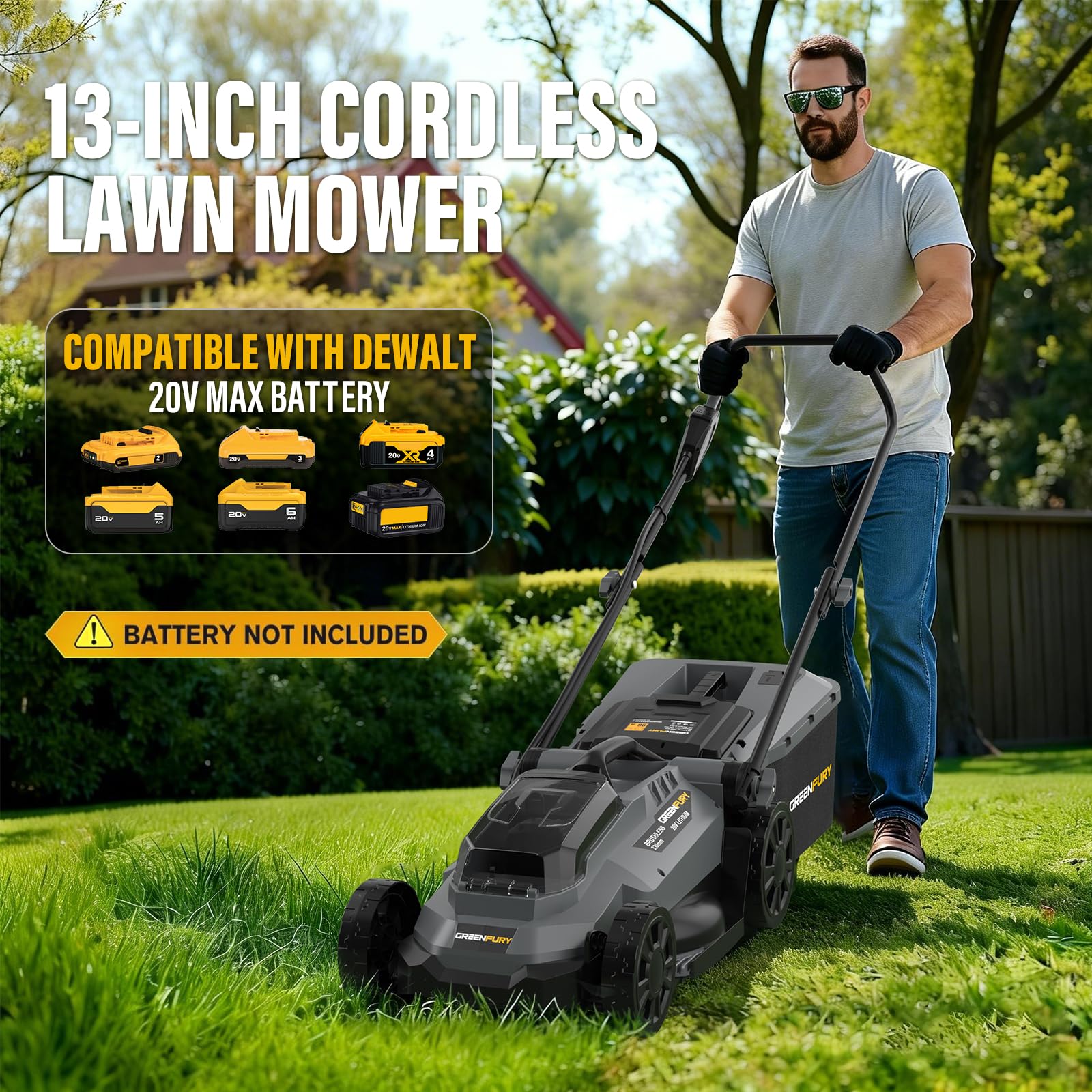 GREENFURY brushless motor delivers quiet, efficient mowing in small yards