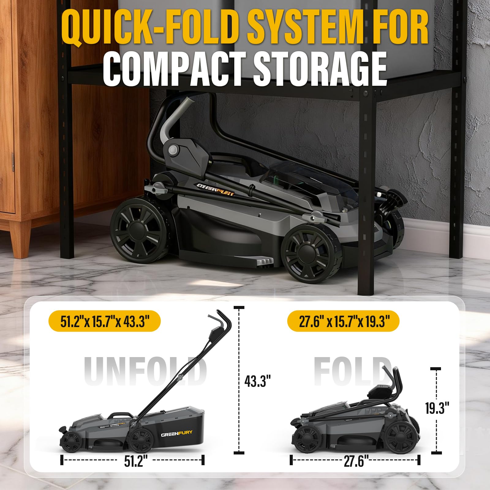 GREENFURY 13-inch deck designed for tight spaces in small yards