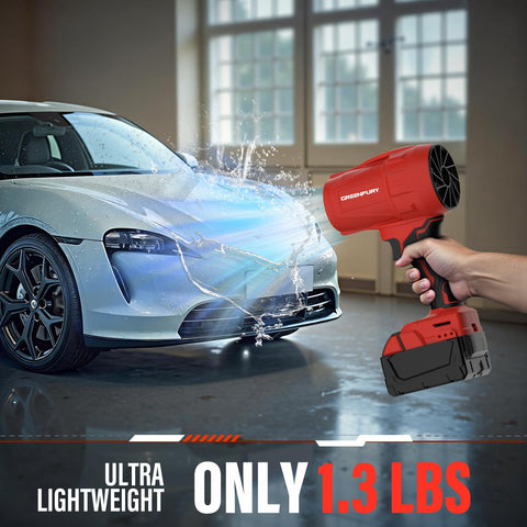 Greenfury blower suitable for indoor and outdoor cleaning tasks.